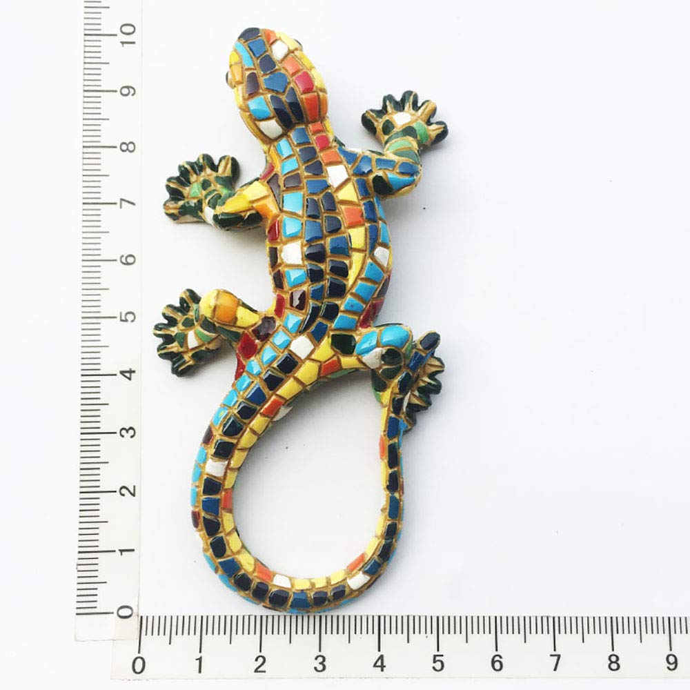 Aimant Réfrigérateur Souvenir Gécko - Décoration Ibiza Espagne - 9,7 X 4,6 Cm - Polyresine Et Aimant - 11