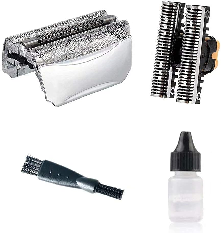 Ultra-sharp Silver Foil & Cutter 51S Replacement Head w/Rozor Shaver Oil+ Clean Brush for BRAUN Series 5 590cc 8595 8985 8975 8991 Silver