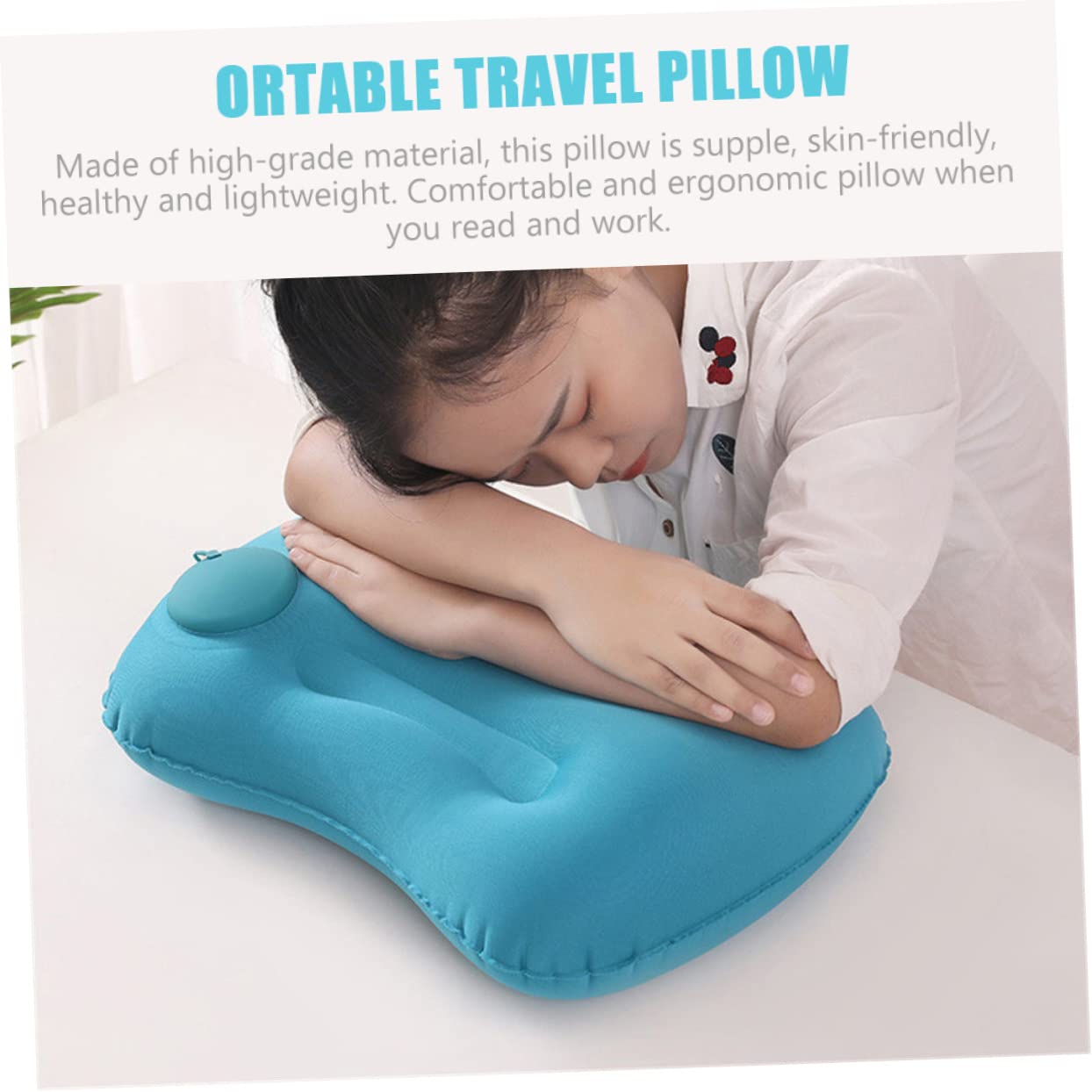 MAGICLULU 3pezzi Cuscino Gonfiabile Da Viaggio Ergonomico Per Ufficio e Campeggio Cuscino Compatto e Comodo Per Riposo Per Pausa Pranzo e Trasporti