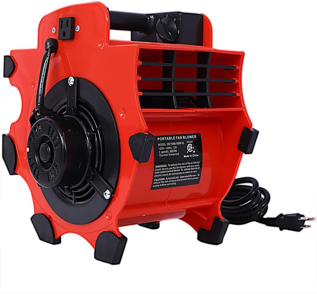 Air Mover, 3-Speed Heavy-Duty Floor Blower Fan and Carpet Dryer with 4 Different Angles Portable Air Mover Floor, Carpet Dryer, Floor Fan, Blower, for Janitorial, Home, Commercial Use