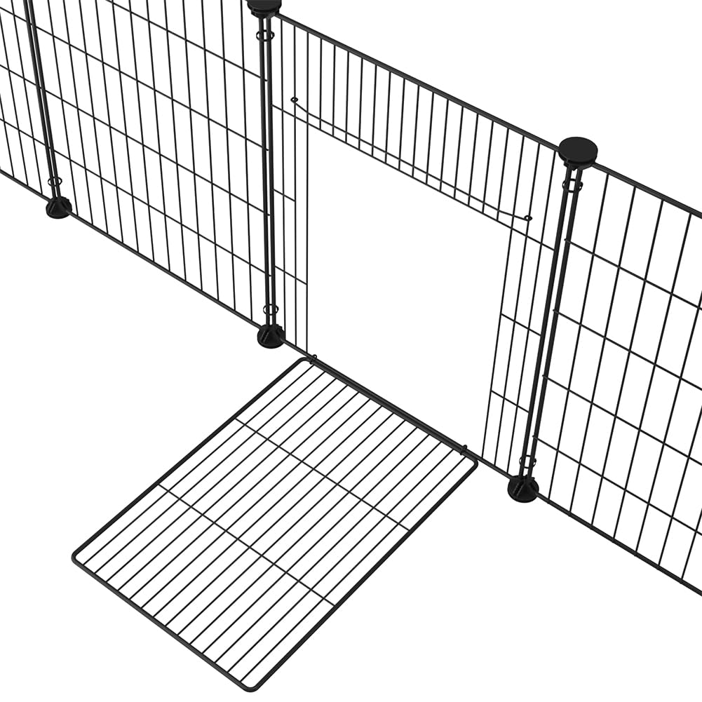 BAKAJI Recinto con Puerta para Animales de pequeño tamaño, Personalizable de Metal, Valla Modular cobayas, hámsteres, Conejos, Chinchillas, Interiores y Exteriores (110 x 75 x 49)