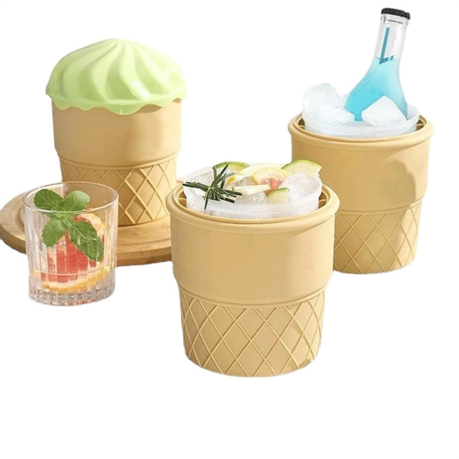Rafraîchisseurs à bière, Boissons et vin Seau à Glace en Silicone for Boisson, Champagne, vin, bière, Machine à glaçons créative en Plein air, Seau à vin, crème glacée, Simple(Bruin)