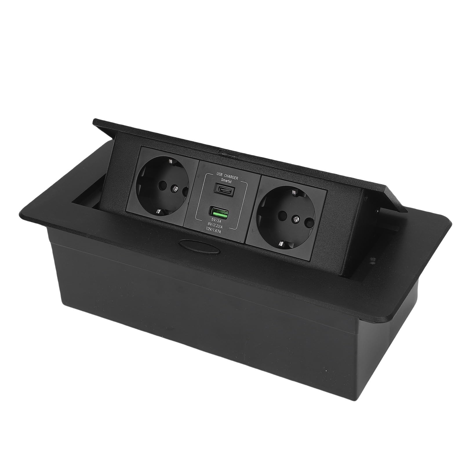 Oumefar Presa Multipla da Tavolo Scatola di Derivazione da Incasso e Durevole da 20 W con Ricarica Rapida per Ufficio Domestico Nera per Centro Commerciale per Ufficio Domestico