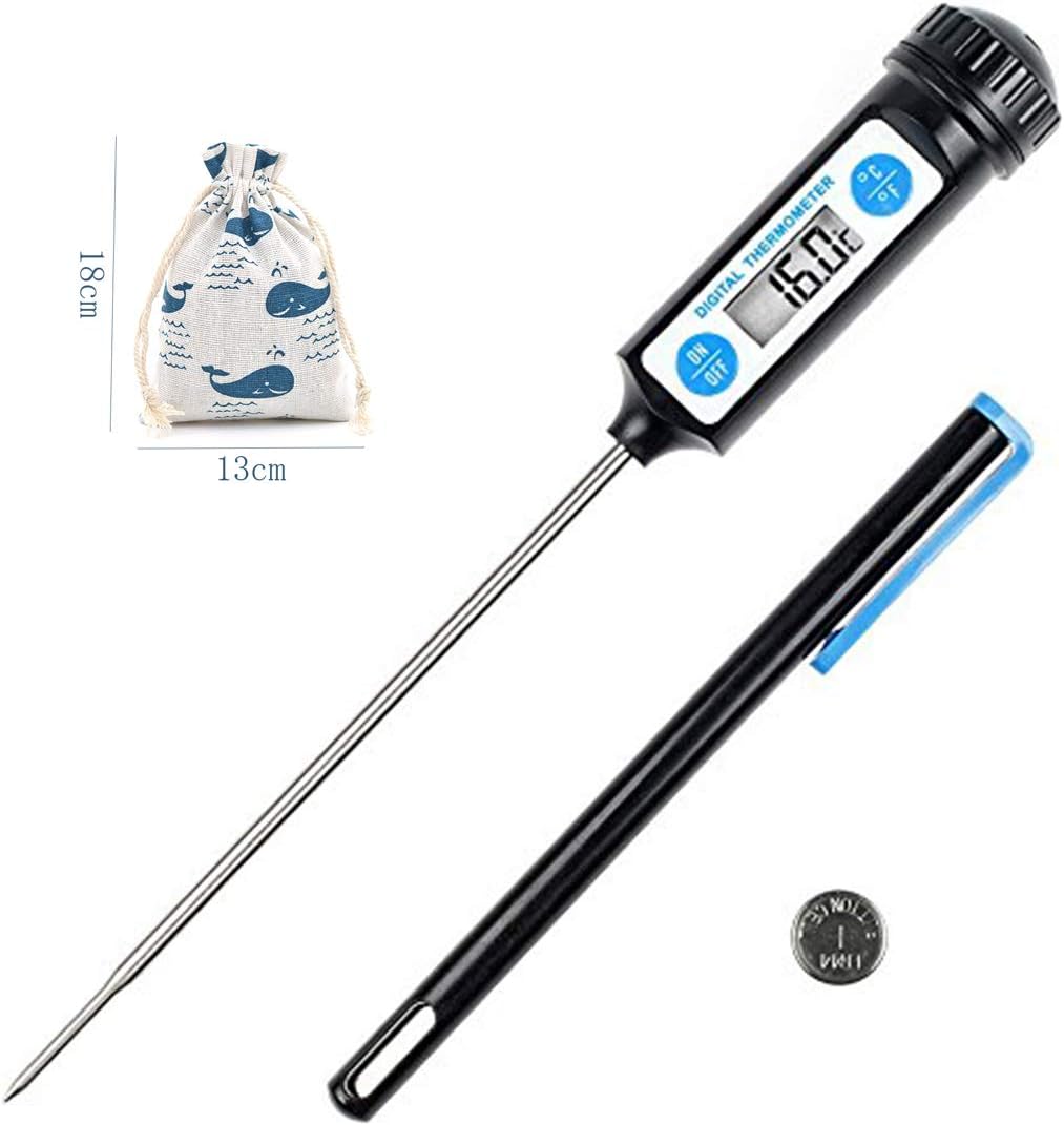 Digital Meat Thermometer Instant Read Cooking Food Thermometer for Kitchen Smoker Grill BBQ Water Milk Jam Hot Beverage Thermometer Probe