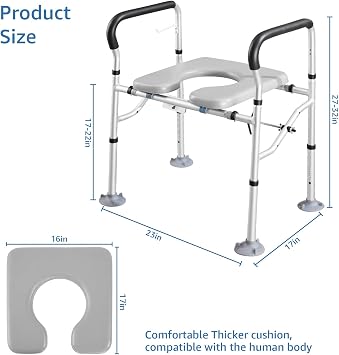 Raised Toilet Seat 400lbs,Height Adjustable