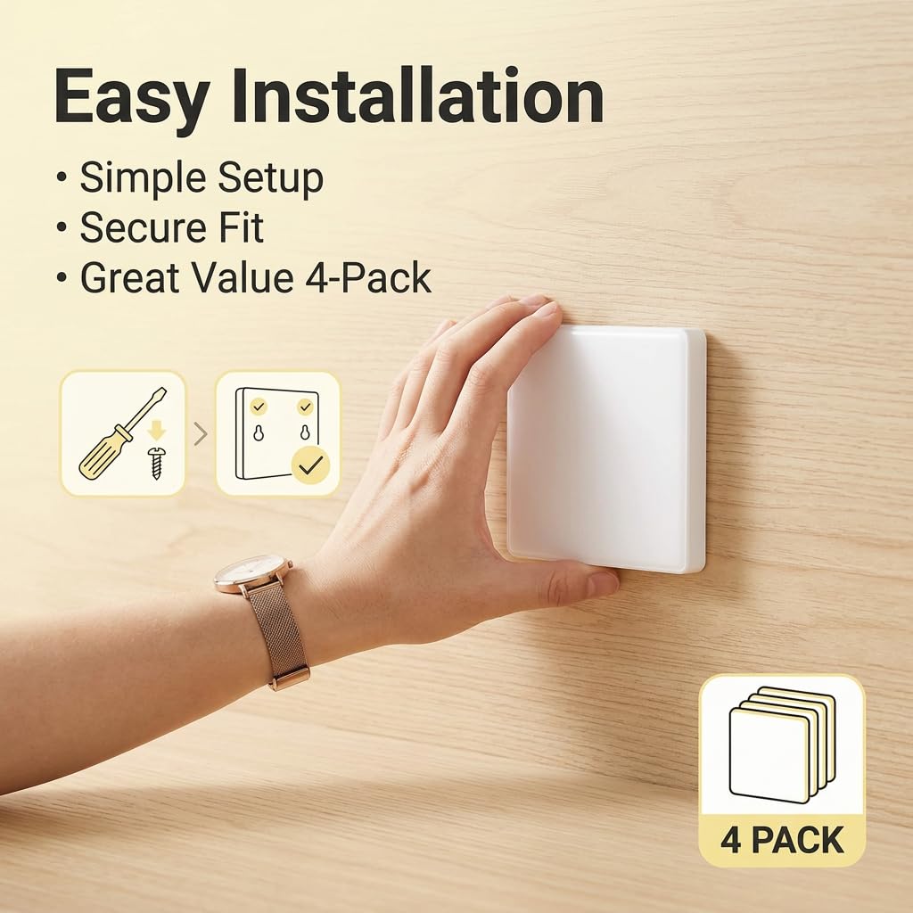 4 tapas ciegas para enchufe cuadrado blanco, cubierta universal para orificios de pared para caja empotrada, cubierta de plástico para enchufes no utilizados y cajas de interruptores en el hogar
