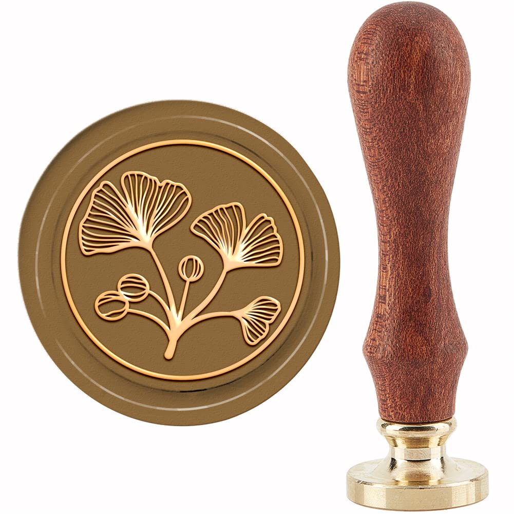 CRASPIRE Ginkgo Leaf Wax Seal Stamp Head - Removable Brass Replacement For Invitations & Crafts