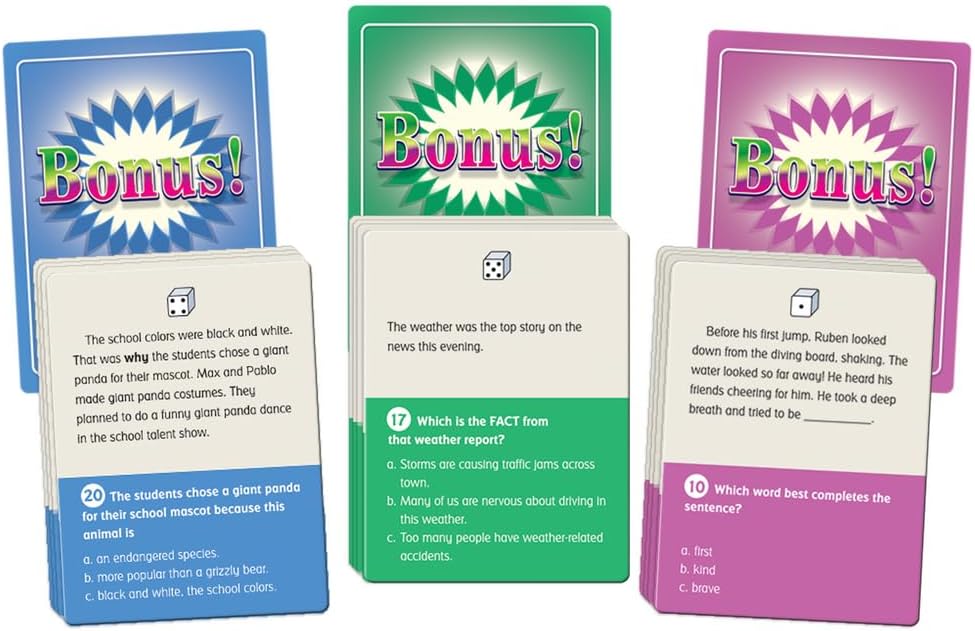 Really Good Stuff Comprehension Game Trio: Cause and Effect, Fact or Opinion & Context Clues Gr 2-3, ELA Reading Activity, Homeschool Supplies