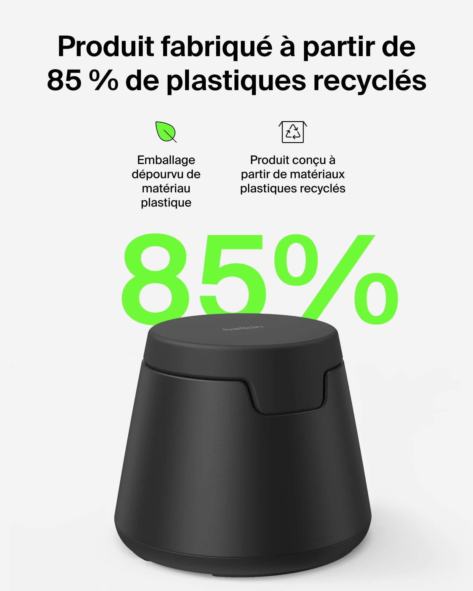 Belkin UltraCharge Station sans Fil 3-en-1 avec Qi2, 25 W - Noir | Chargeur Magnétique Qi2.2, USB-C, Chargeur Sans Fil Pour iPhone, Galaxy, Écouteurs, Montre Connectée, Adaptateur Secteur 45 W