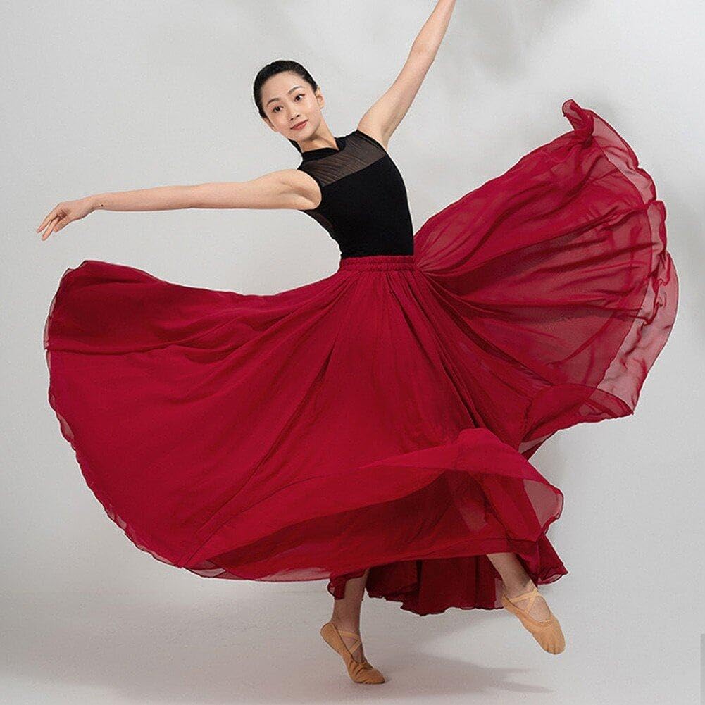 Sanfly Gonna Lunga in Garza a Strati 720 Gradi Gonna Lunga in Raso Elegante per Danza del Ventre Flamenca Costume Spagnolo