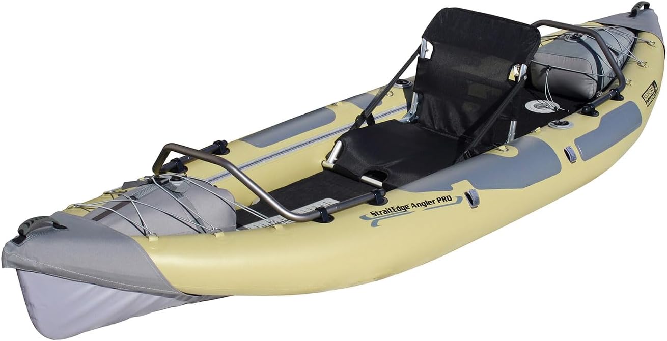 Advanced Elements Straitedge Angler Pro Inflatable Kayak – Fishing Kayak with Carry Bag and Pump- 10′ 6″ – 42 lbs – Khaki
