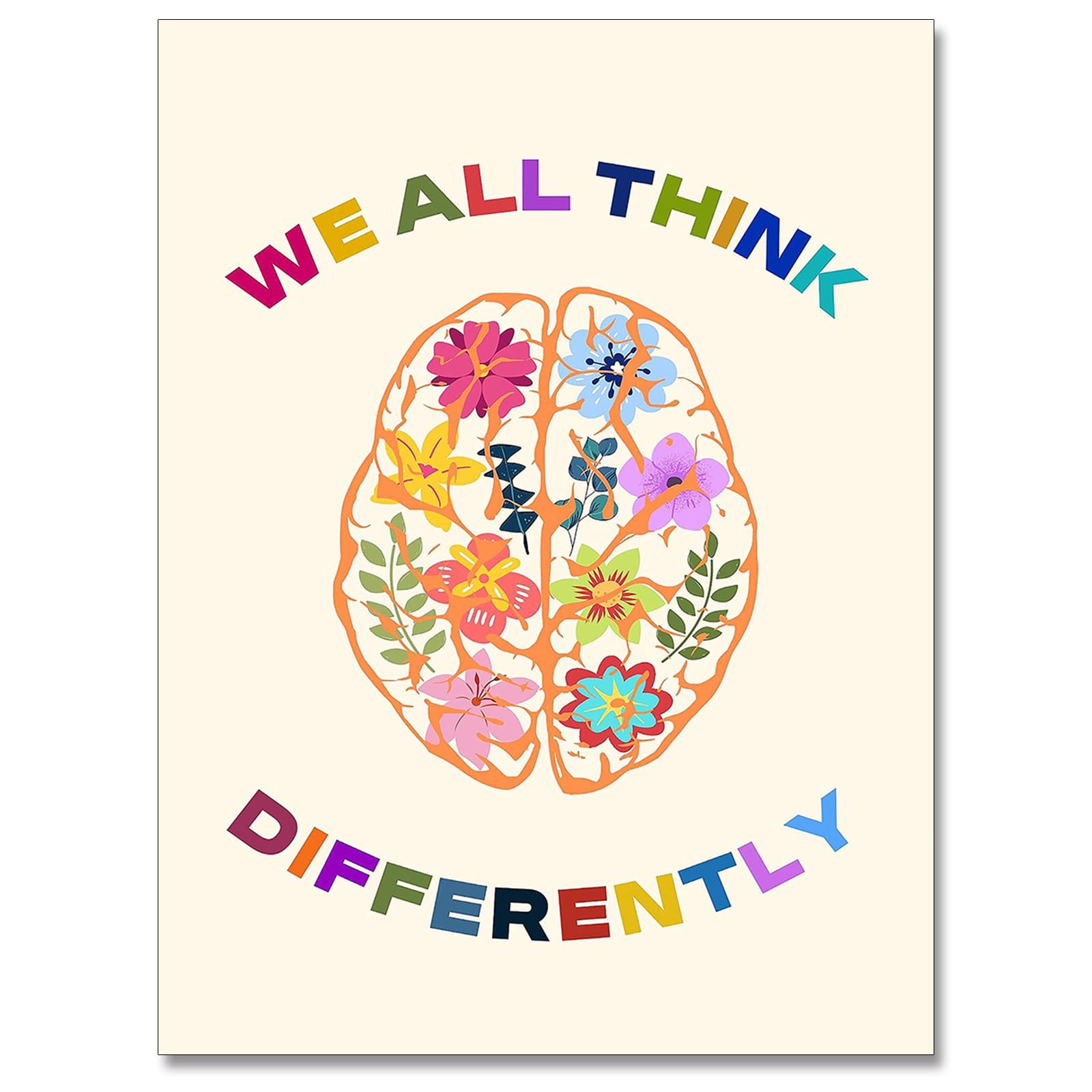 uoyien Growth Mindset Mental Health Posters Classroom Counseling Room Therapy Wall Decor Affirmations Quotes Canvas Wall Art Kids Special Educational Brain Neurodiversity Prints 16x22in Unframed
