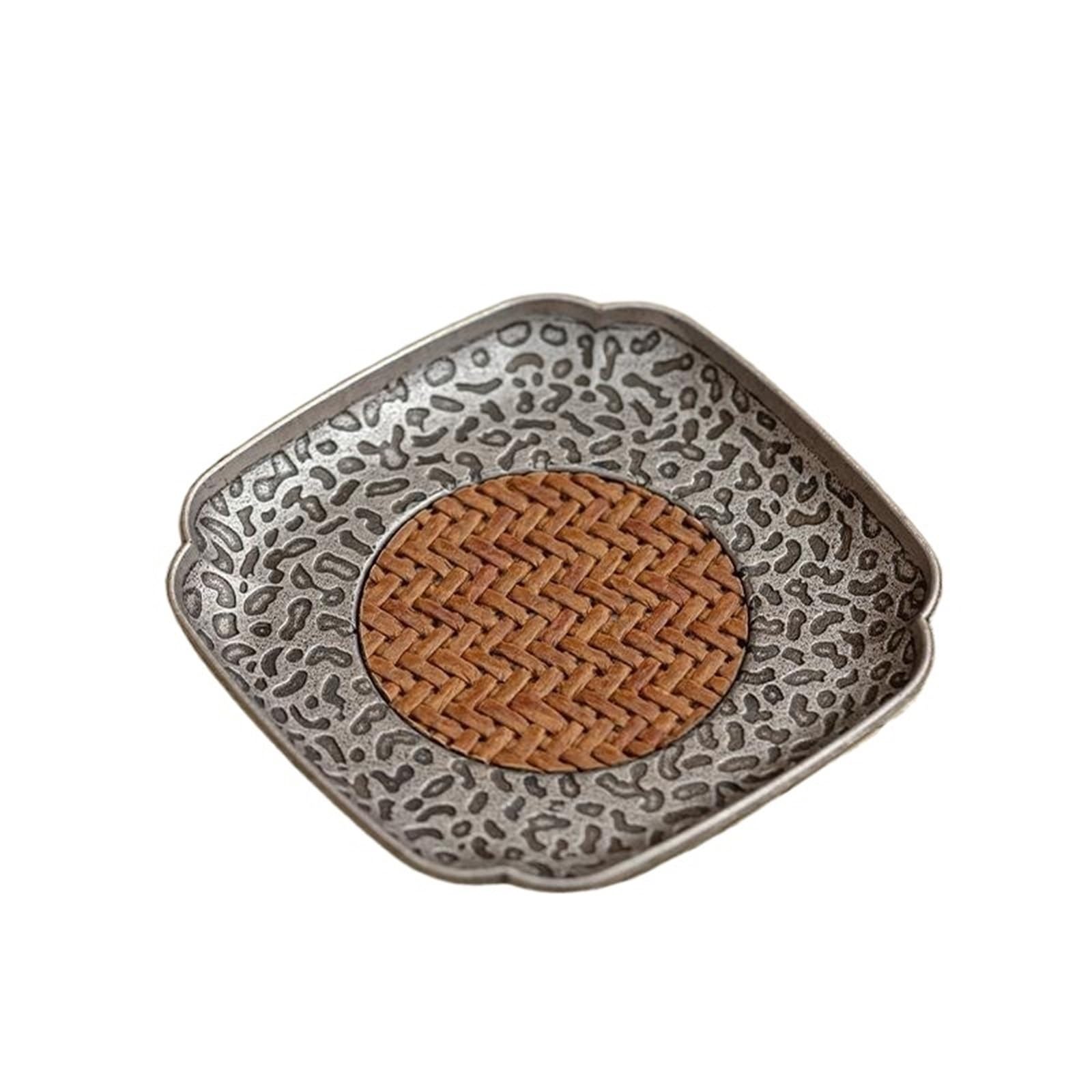 4 Pcs Rattan Cup Mat 6Pcs Drink Coasters Set for Kungfu Tea Accessories Round Tableware Placemat Dish Weave For Drinks Home(Color 3)