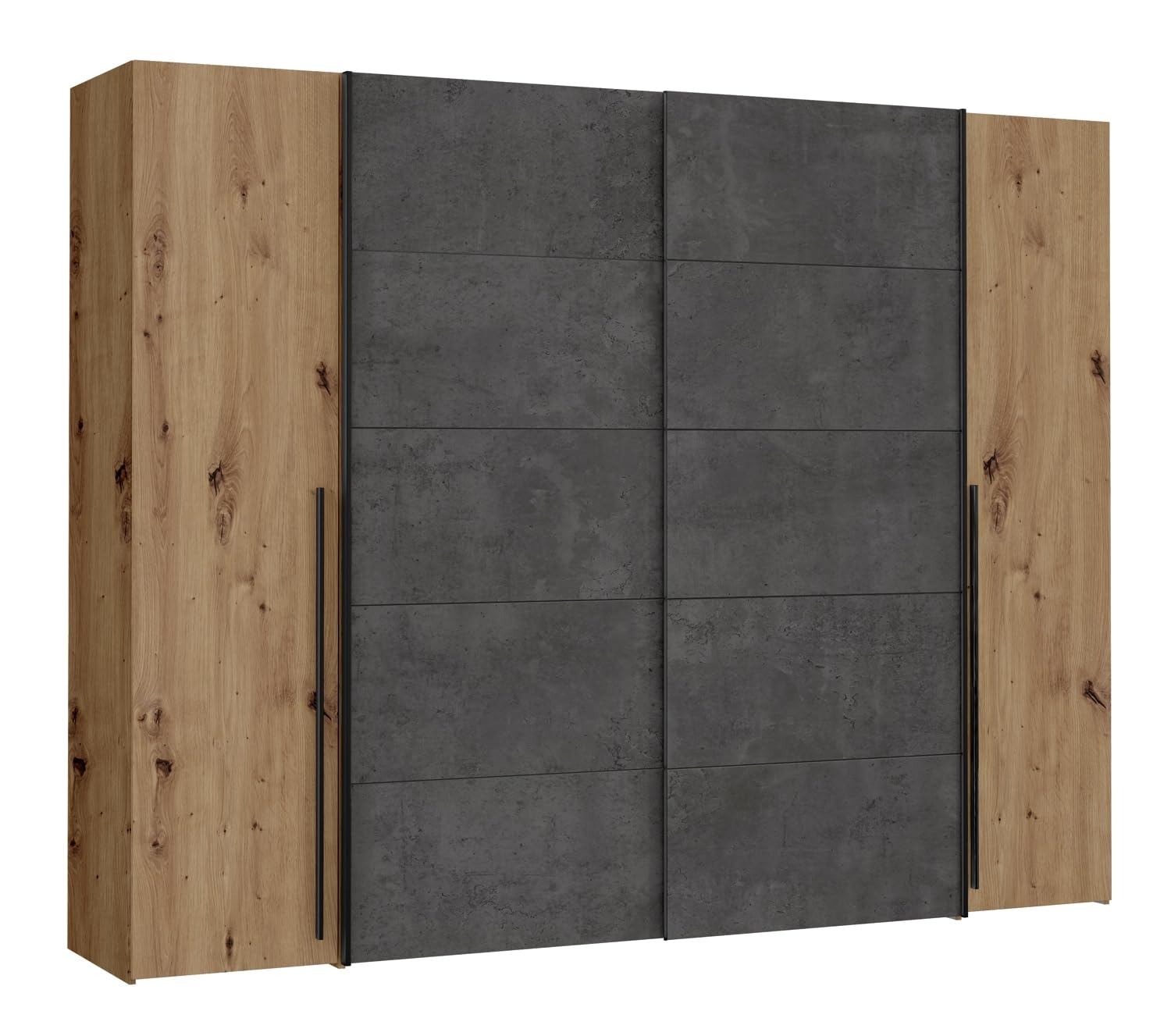 Forte Narago Schrank 270, Kleiderschrank, Schwebetürenschrank mit Drehtüren
