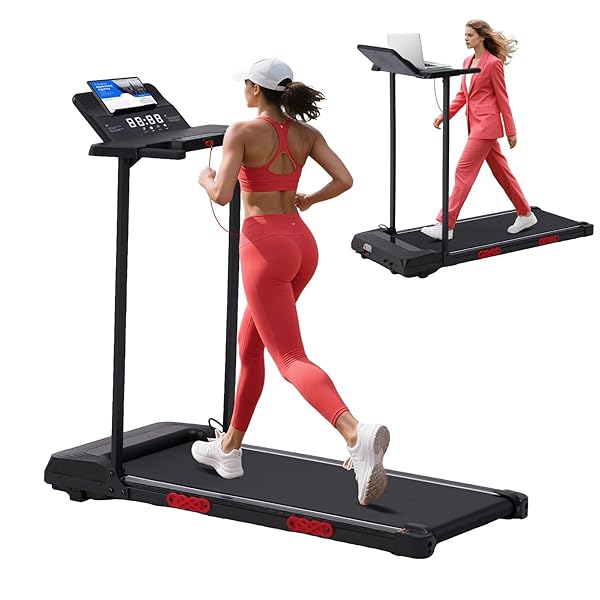 Portable Treadmill with Handles, 3.5HP Electric Small Treadmills for Home Small Spaces, 400LBS Walking Pad Treadmills with Handle Bar, Compact Running Treadmill for Home Office Apartment