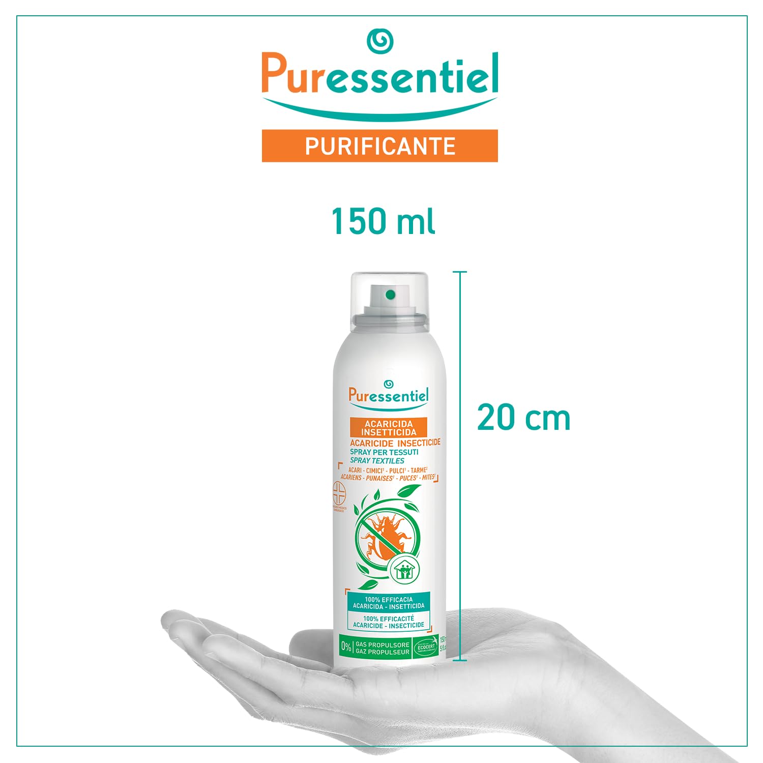 Puressentiel Spray per Tessuti Acaricida Insetticida Presidio Medico Chirurgico 150 ml