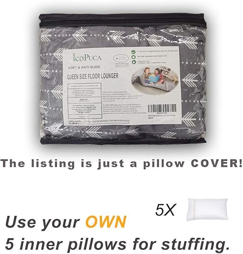 Miniatura 19 de ICOPUCA Funda de almohada para tumbona de piso para niño y niña, felpa suave de Minky, solo funda / funda. Cojín perfecto para leer y ver la Flecha
