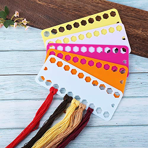 5 Color Plastic Floss Bobbin, Plastic Sewing Thread Winding Plate Board Card for Cross Stitch Embroidery Thread Bobbins Organizer Craft DIY Sewing Storage
