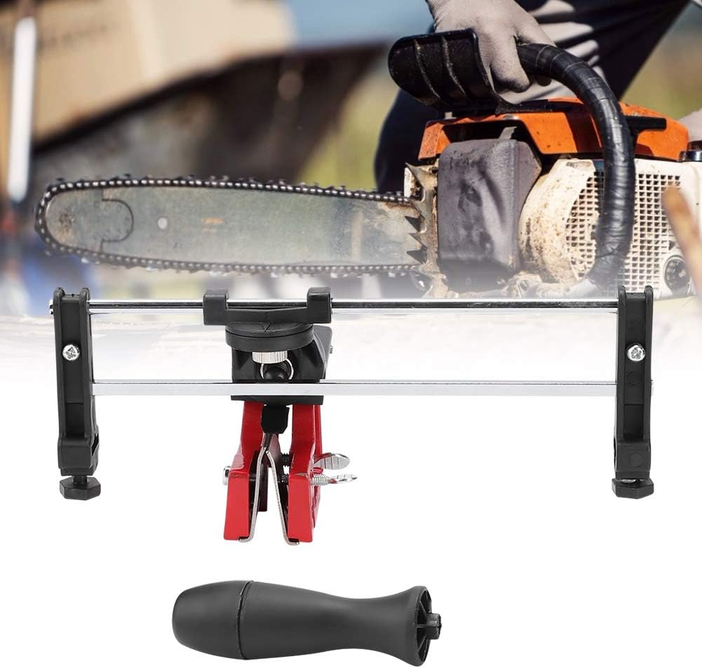 Portable Chainsaw Chain Sharpener Tool Metal Bar Mounted Manual Filing Guide with Adjustable Jaws for Fast Smooth Cutting Suitable of Saw Chains