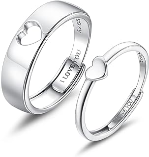 MILACOLATO Matching Rings for Couples 925 Sterling Silver Matching Heart Promise Rings I Love