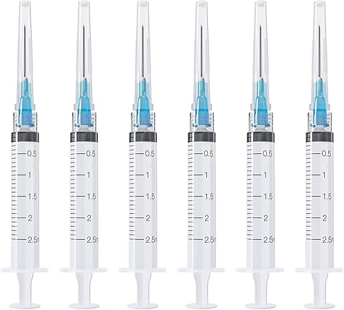 Miniatura 21 de Jeringa desechable de 0.1 fl oz con aguja, envuelta individualmente (23Ga 0.984 in/1.0 pulgadas, paquete de 20)