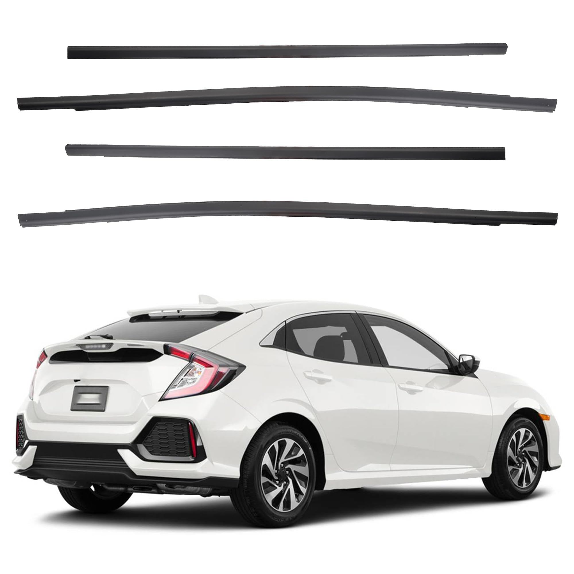 Dasbecan Window Weatherstrip Compatible with Honda Civic Hatchback Type R 2016-2019 Replaces# 72410-TEA-T01 72950-TEA-T01 72910-TEA-T01 (4PCS), Molding Trim Weather Strip Seal Belt