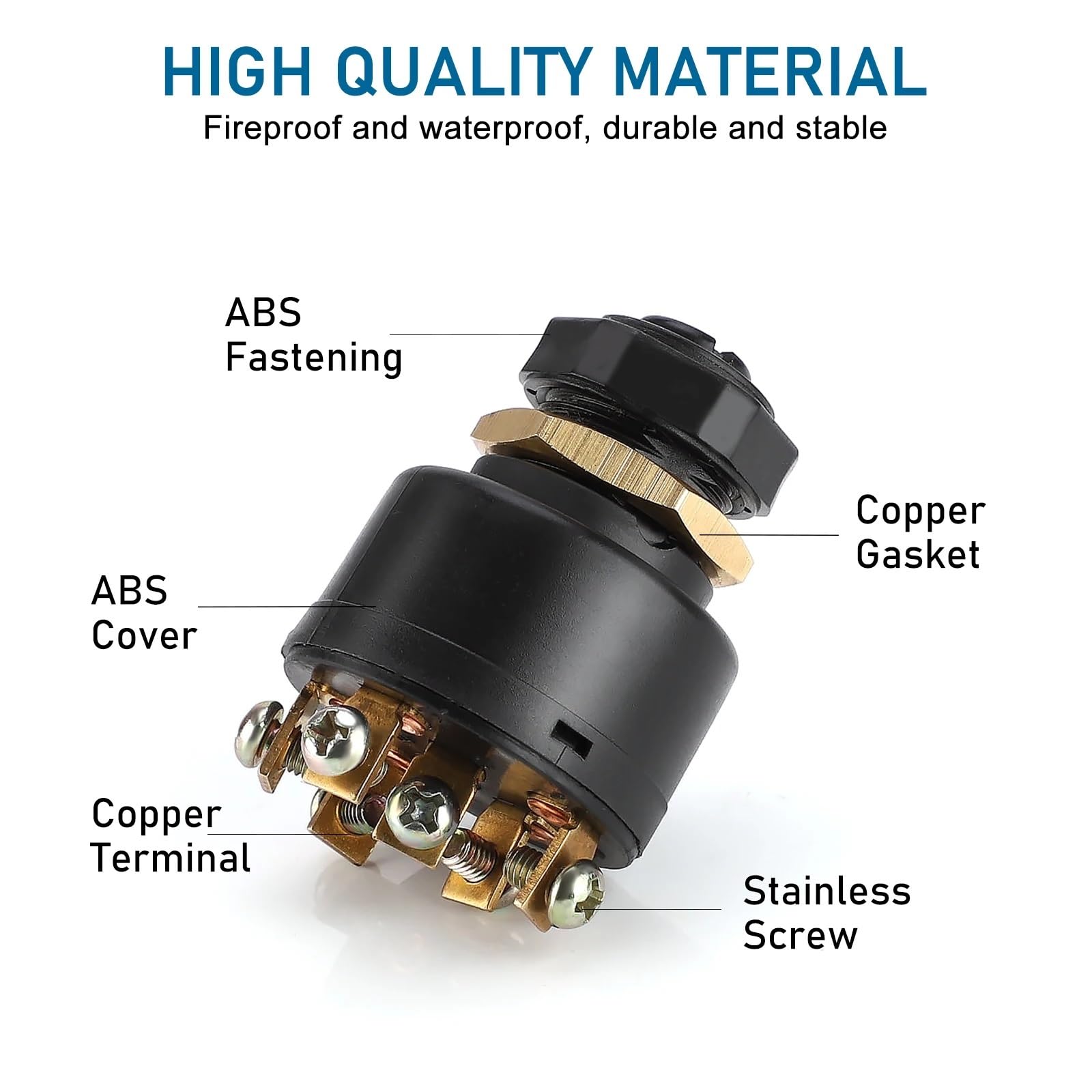 Blocchetto di accensione Interruttore di avviamento a 3 vie da 12 V con 2 chiavi, adatto per motori fuoribordo Mariner e Mercury starter elettrico a pressione