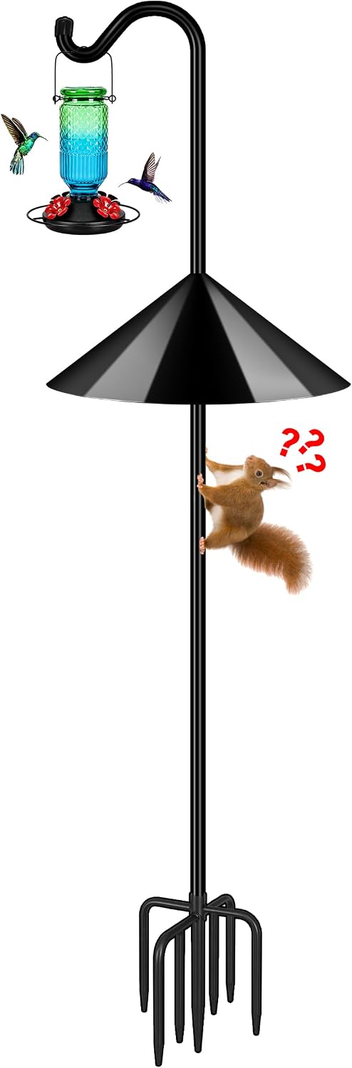 FEED GARDEN 108’’ Bird Feeder Pole Squirrel Proof 1 Pack, Shepherds Hook
