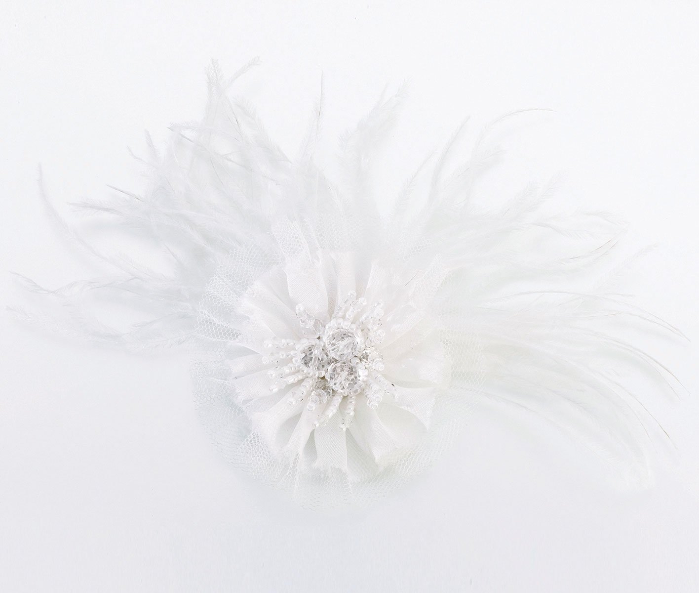 Lillian Rose 6" White 6" Marabou Feather Hair Clip