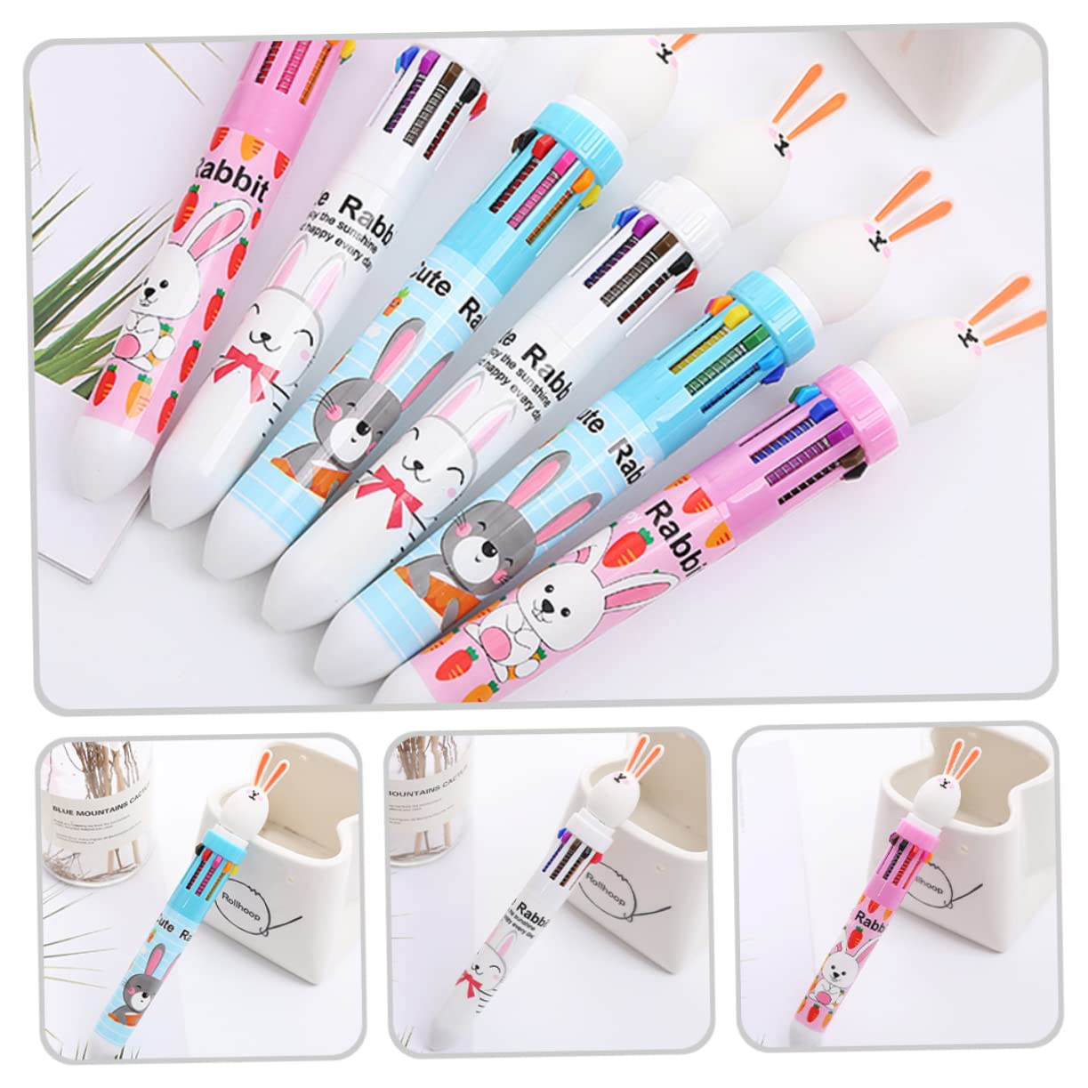 Sewroro 4 Ensembles Stylos À Bille Pour Garçon Fille Lot De Stylos Multicolores Roses Blancs Fournitures Scolaires Et Amusantes Pour Dessin Et 6 Pièces * 4