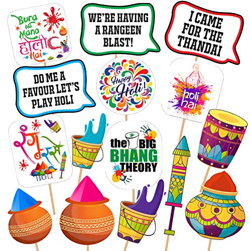 Image of Party Propz Holi Props for Decoration - 15 Pcs for Holi Decoration Items for Home, Office, Fun and Trendy Phtoshoot Props (Cardstock)