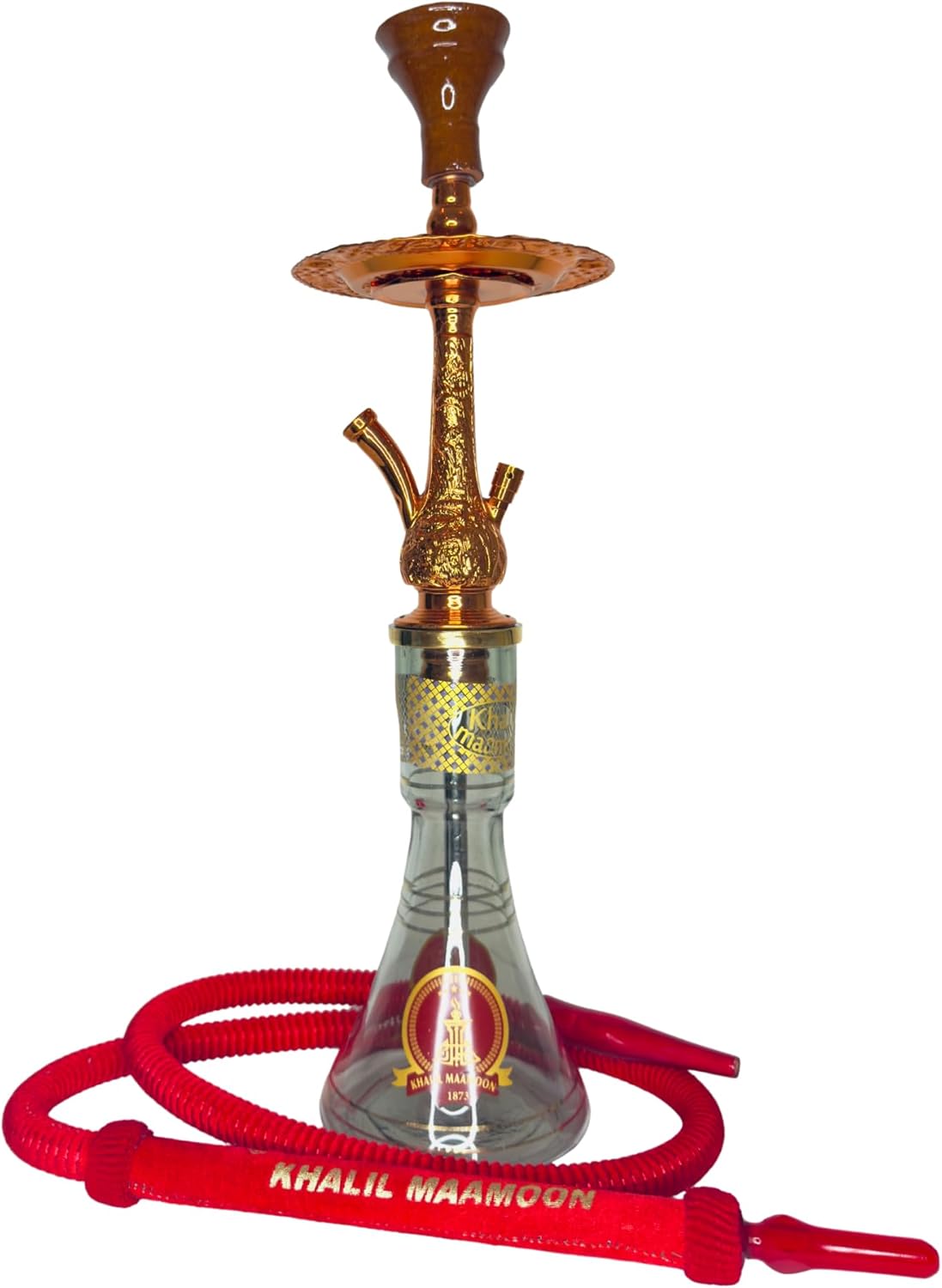 Khalil Maamoon Egyptian Hookah shisha set handcrafted Qazaz small (Rose Red)
