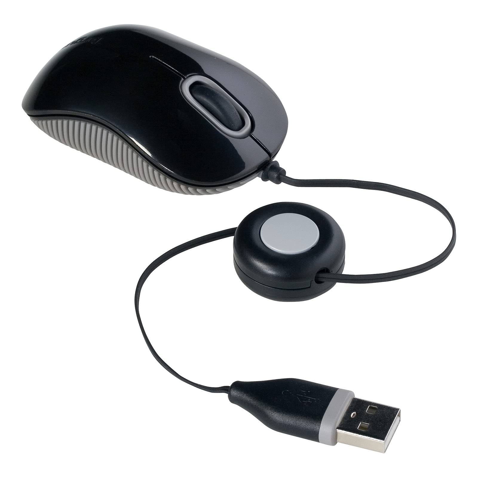 Targus Compact Mouse with Blue Trace Technology for Tracking and Retractable 2.5-Foot USB Cord, Adjustable Cord Mouse Supports Windows, Mac, and Netbooks, Black/Gray (AMU75US)