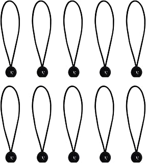 10pcs Black Tarpaulin Bungee Balls Flag Bungees Ball Bungee Ties Bungee Cord Balls Tent Elastic Loops Tarp Bungee Balls Tie Down Straps Elastic Ties with Balls for Tent Banner Flag Poles Tarpaulin