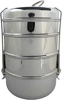 Nature's Own Indian-Tiffin Stainless Steel 4 Tier Large Lunch Box Snack ...