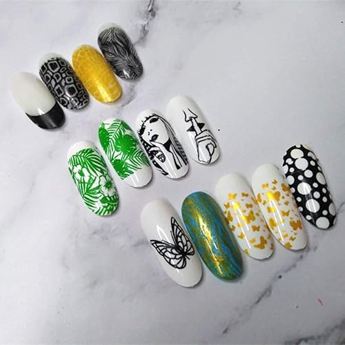 Miniatura 6 de Plantilla de estampado de uñas con patrón de piel de serpiente, bonita expresión facial, diseño de uñas, placa de estampado de cráneo, leopardo,