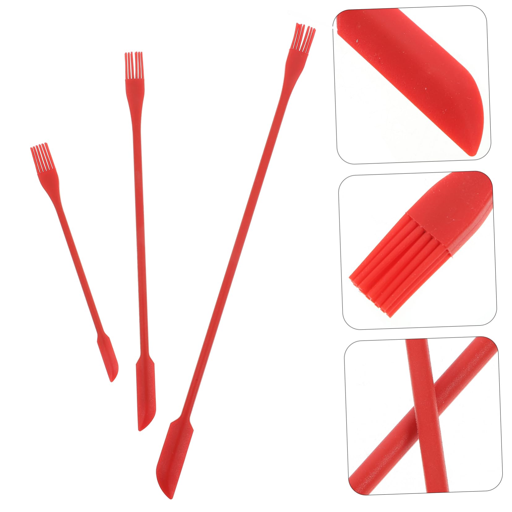 KICHOUSE Cooking Supply Silicone Spatula Set Double Ended Non Scratch Flexible Bowl Scraper Dish Cleaning Tools Red