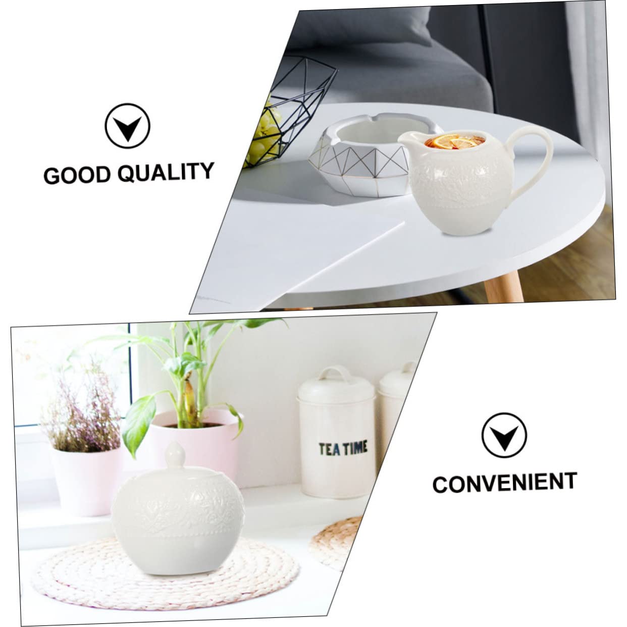 NOLITOY 2 Stück Keramik Milchkrug und Zuckerdose mit Elegantem Design Einfach zu Reinigen als Milk Jug für Küche und Kaffeezubereitung