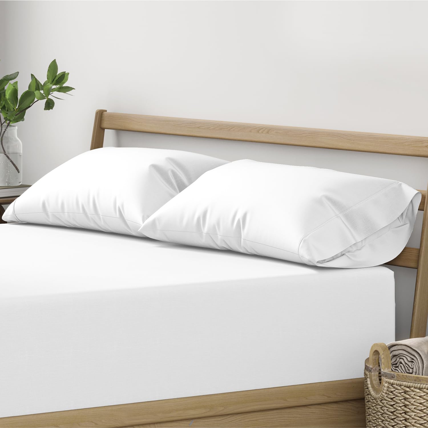 Mayfair Linen 100% Organic Cotton Percale Sheets California King Size - White Cotton Percale Sheets California King, 4 PC Percale Sheets Calking Size, Soft & Crisp, Cooling Sheets, 16" Deep PocketOEKO-TEX STANDARD 100