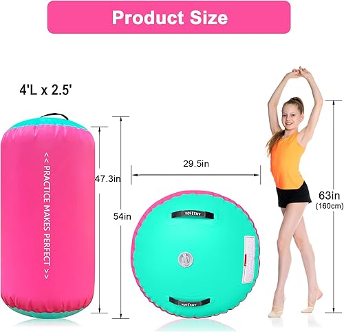 Miniatura 70 de VOFiTNY Gimnasia Equipo de Tumbling Air Barrel Inflable Octágono Vaso Roller Back Bend Trainer Chearleeding Mat Sin Bomba Menta nopump