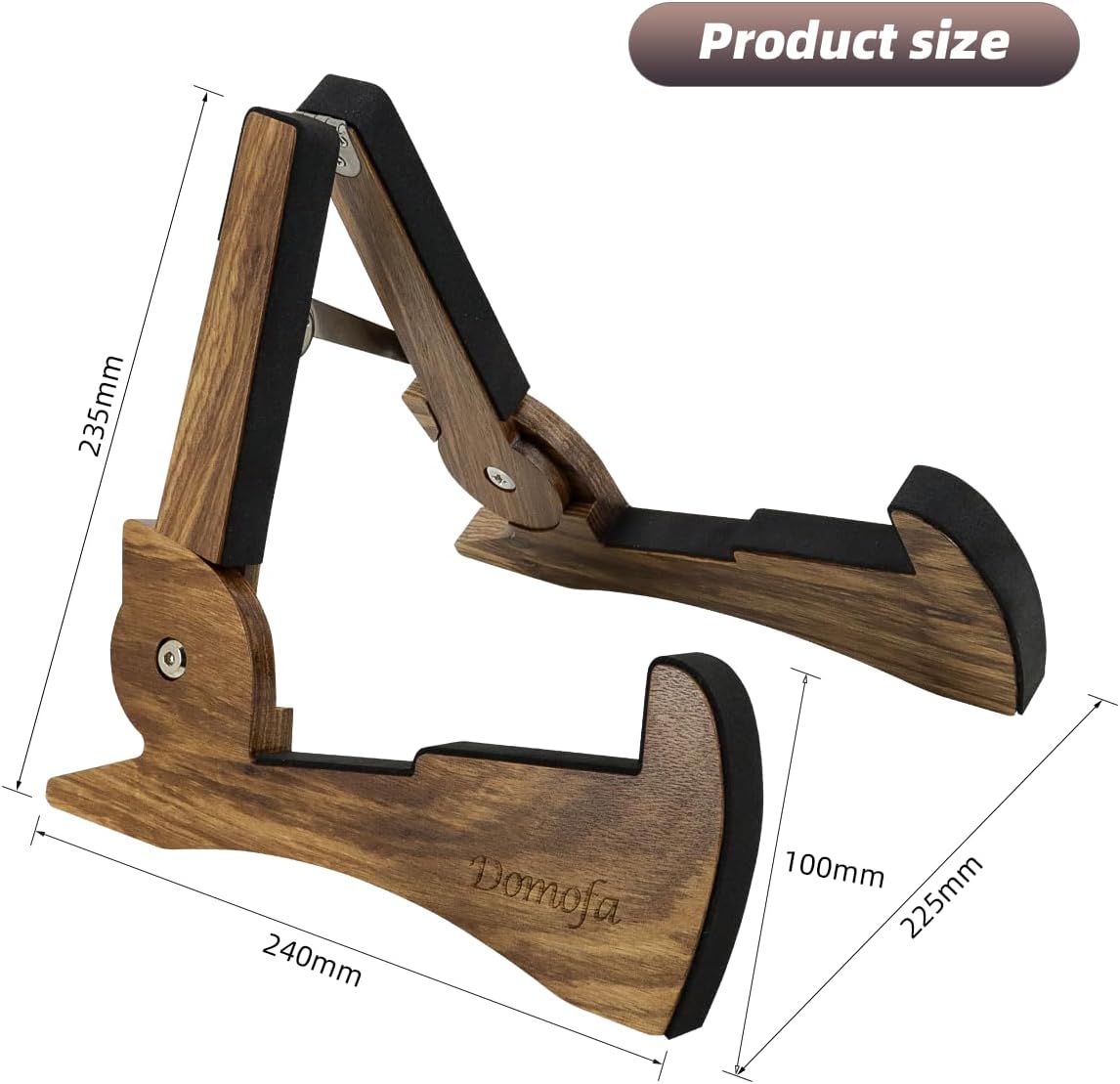 Foldable Wooden Guitar Stand Portable Guitar Holder A-Frame Bracket for Electric Acoustic Classical Guitars Bass(Zebra Wood)