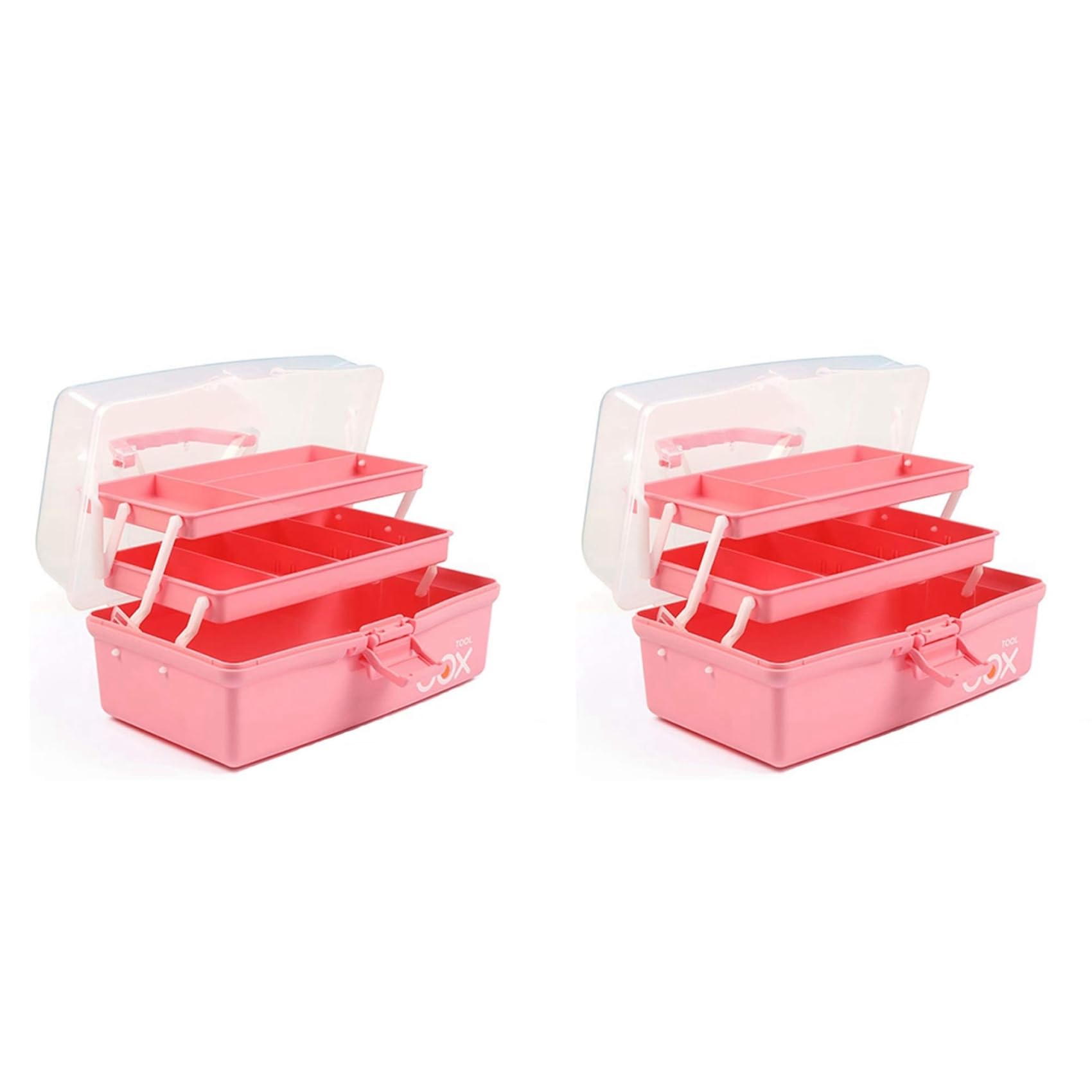 Jnchdghwa 2pcs 12in Three-Layer Multipurpose Storage Box, Folding Tool Box/Art & Crafts Case/Sewing Supplies Organizer