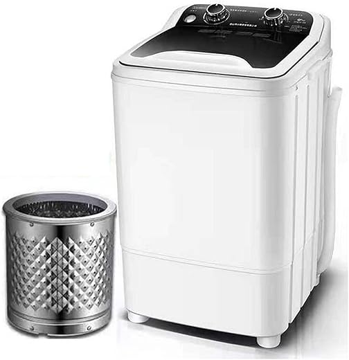 Portable Single-Tub Washing Machine With Drain Basket Mini - 7 Kg Washing Capacity Washing Power 400W For Apartments, Camping, Dorm Room,Black