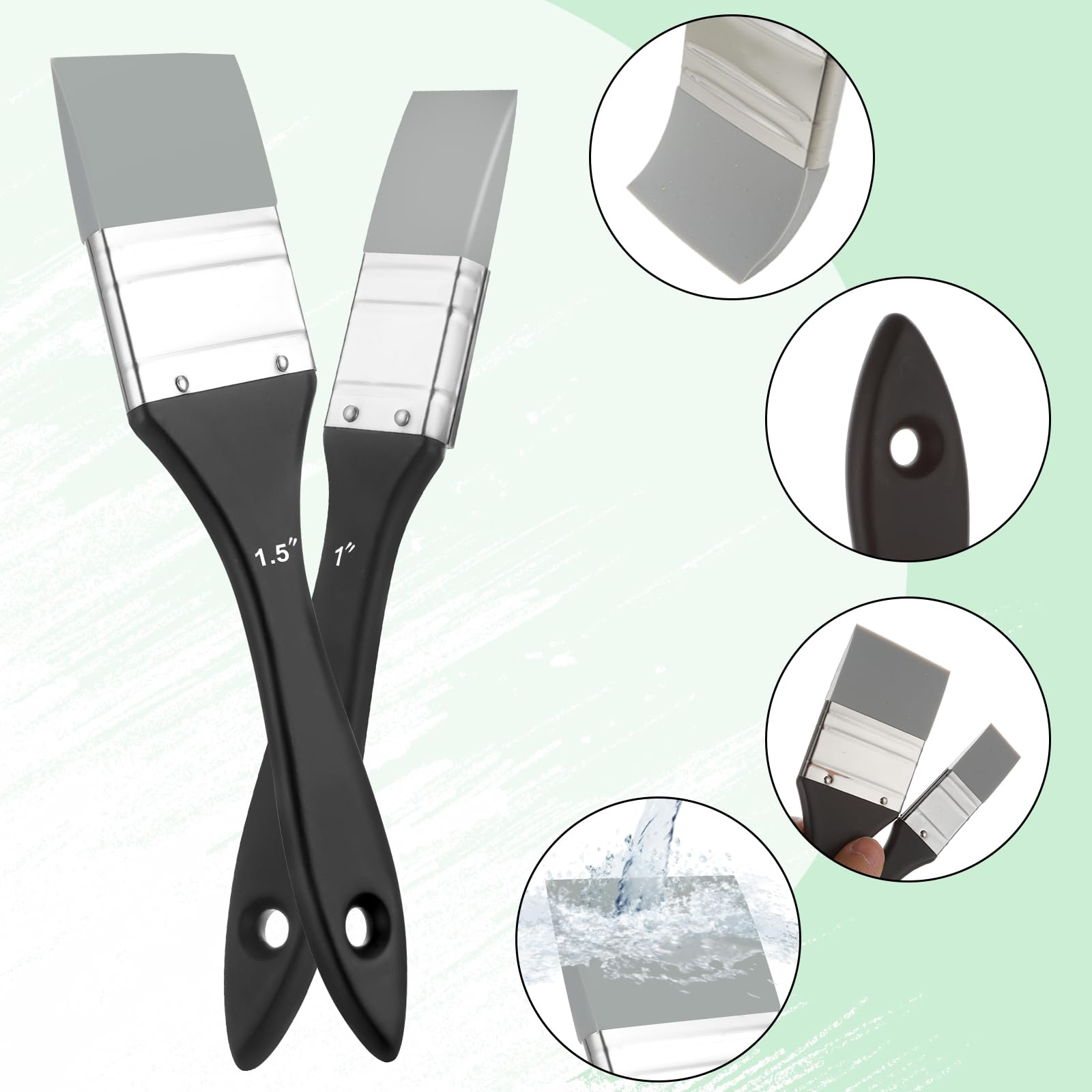 VOANZO Lot De 2 Pinceaux En Silicone Pour Peinture à Base D'eau 2