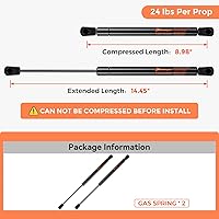 Vista 2 de C16-04154 - Puntales de gas de 15 pulgadas, 24 lb, 107 N por soporte, amortiguadores de gas de 15" de elevación para tapa de esclusa de camioneta