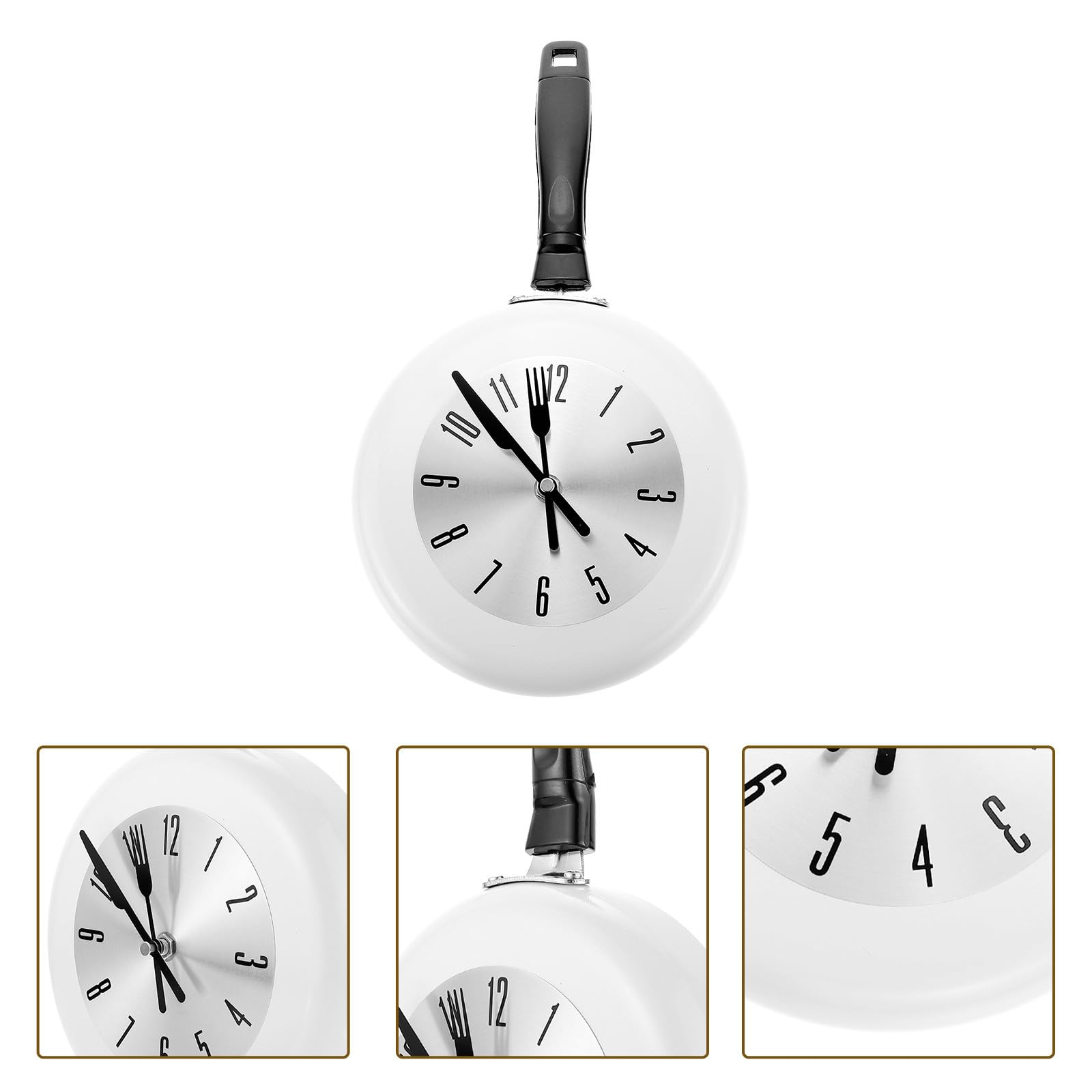 Orologio da Parete per Cucina Bianco in Acciaio Inox e Plastico Movimento al Quarzo e Design Rotondo, per Decorazione Domestica Silenziosa senza Batteria