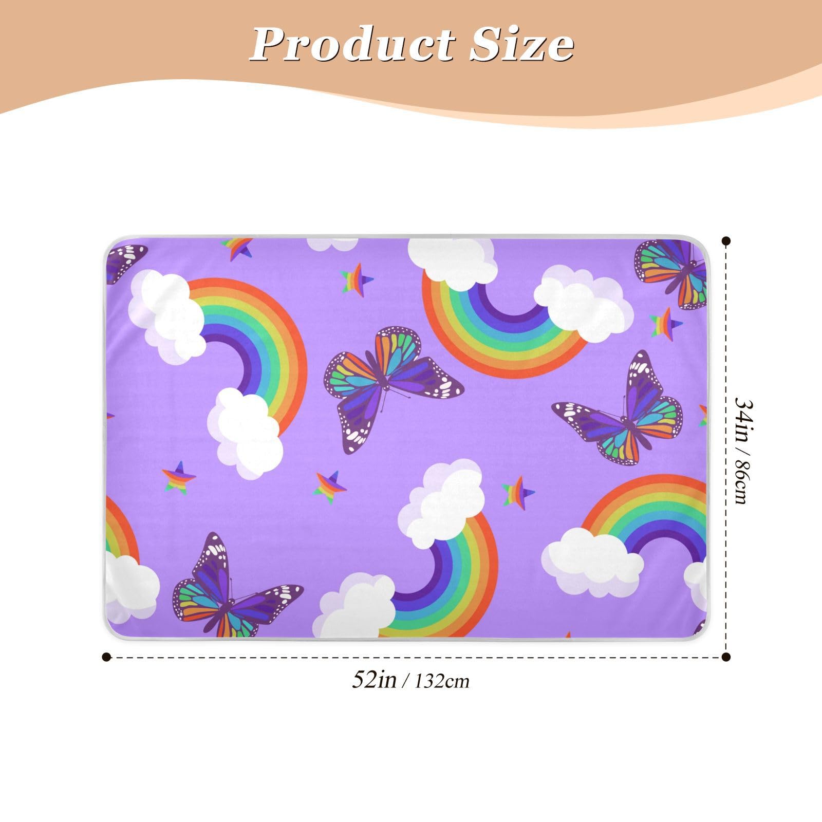 Rainbows Butterflies and Stars Washable Bed Pads 34