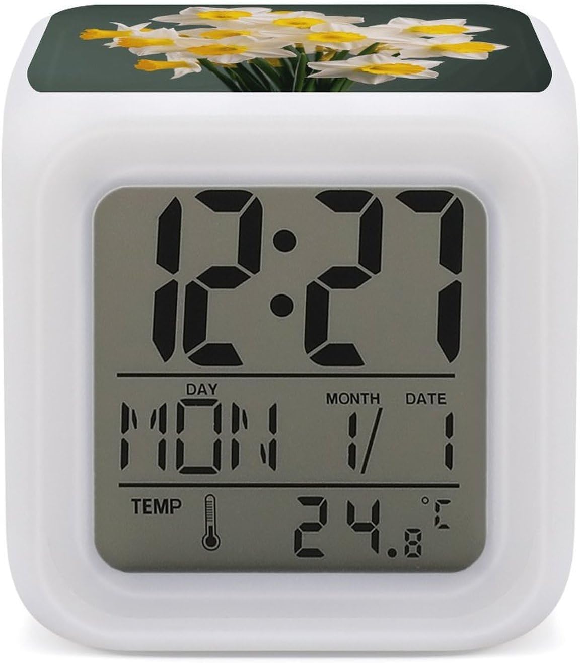 Daffodils Photos Digital Alarm Clock with 7 Color Night Light