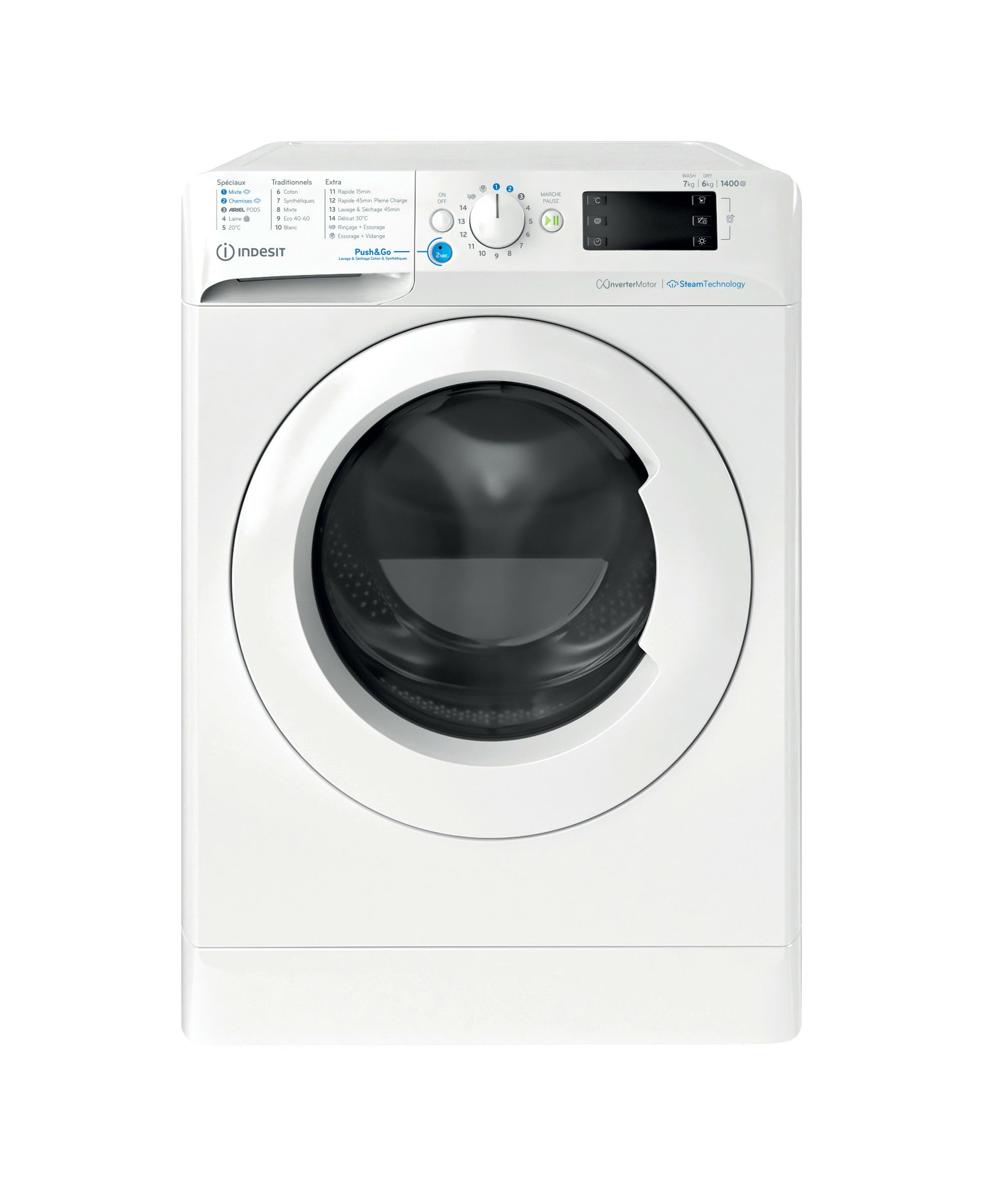Lave-linge Séchant frontal 7/6kg 1400 Tours/min - BDE76435WVFR