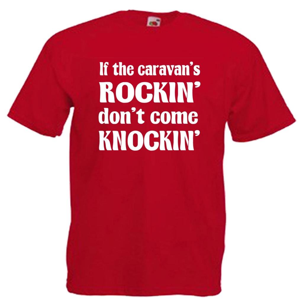 shaniztoons If The Caravan is Rockin Funny Slogan Adults Gift Mens Unisex T-Shirt XL red